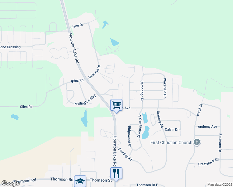 map of restaurants, bars, coffee shops, grocery stores, and more near 200-226 Eagle Trace Drive in Warner Robins