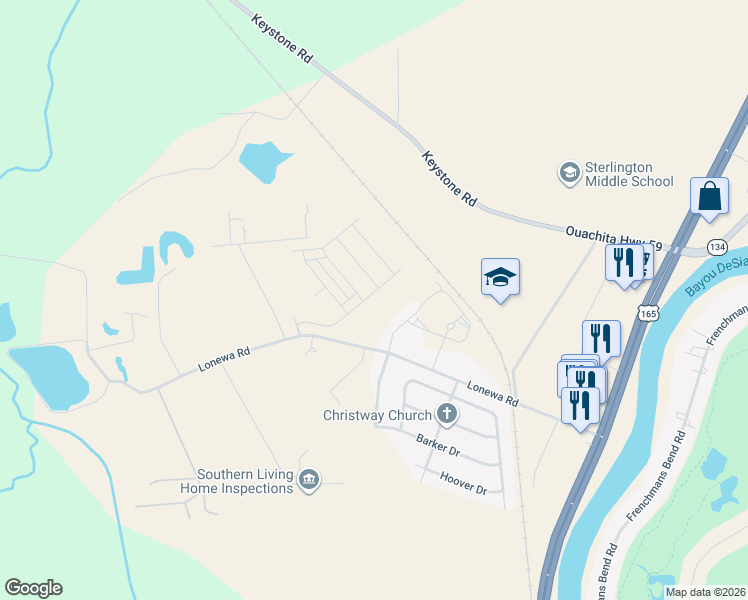 map of restaurants, bars, coffee shops, grocery stores, and more near 386 Lonewa Road in Monroe