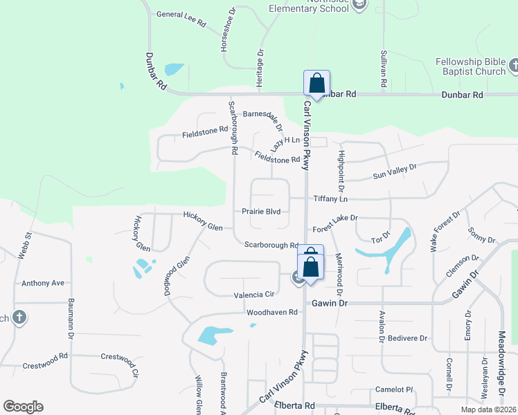 map of restaurants, bars, coffee shops, grocery stores, and more near 401 Tumbleweed Circle in Centerville