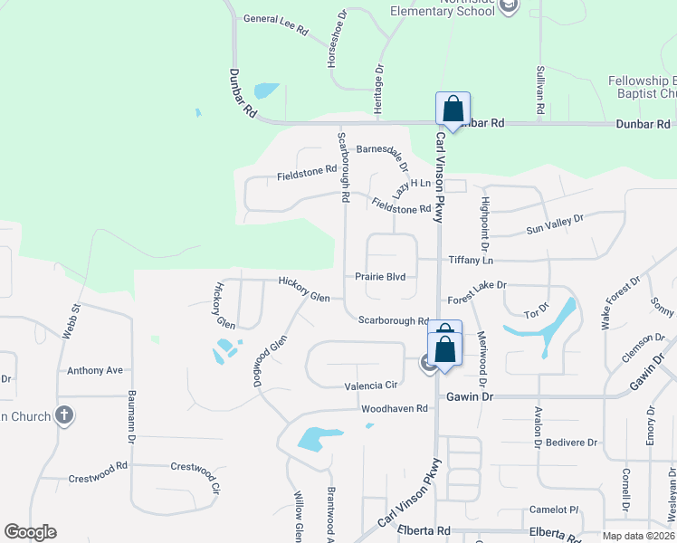 map of restaurants, bars, coffee shops, grocery stores, and more near 205 Scarborough Road in Centerville