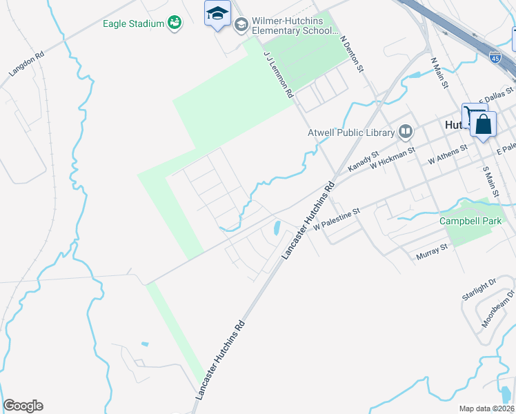 map of restaurants, bars, coffee shops, grocery stores, and more near Cleveland Road in Hutchins