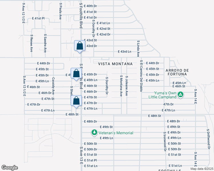map of restaurants, bars, coffee shops, grocery stores, and more near South Dorothy Drive in Fortuna Foothills