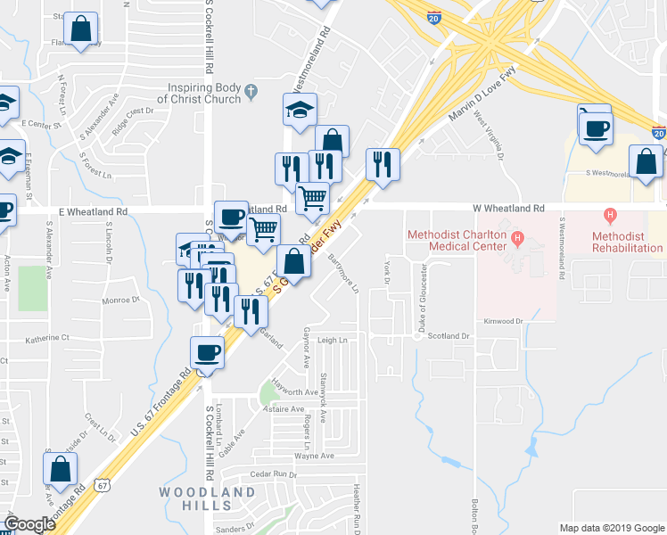 map of restaurants, bars, coffee shops, grocery stores, and more near 907 Hitchcock Circle in Duncanville