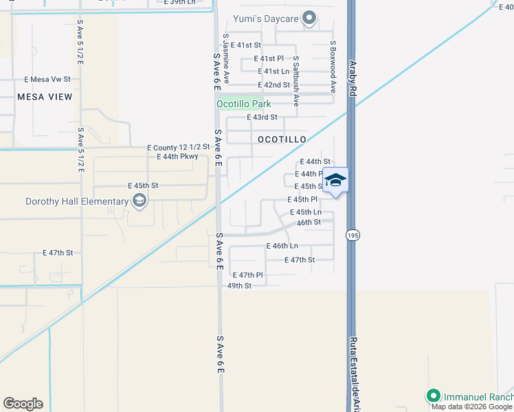 map of restaurants, bars, coffee shops, grocery stores, and more near 4569 South Agave Avenue in Yuma