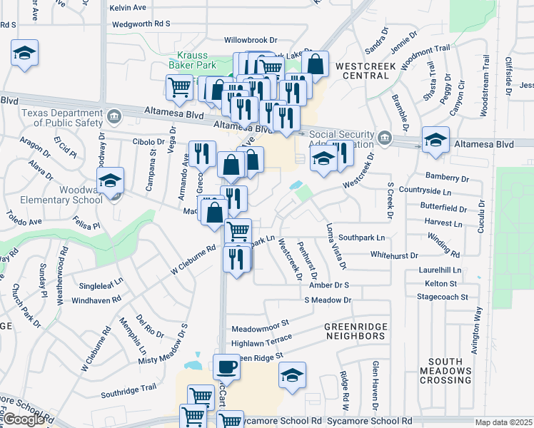 map of restaurants, bars, coffee shops, grocery stores, and more near 3208 Currie Street in Fort Worth