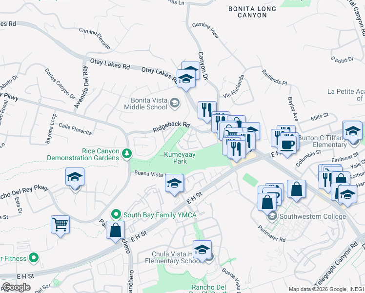 map of restaurants, bars, coffee shops, grocery stores, and more near 1370 Callejon Palacios in Chula Vista