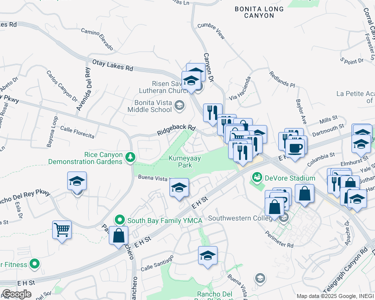 map of restaurants, bars, coffee shops, grocery stores, and more near 1370 Callejon Palacios in Chula Vista