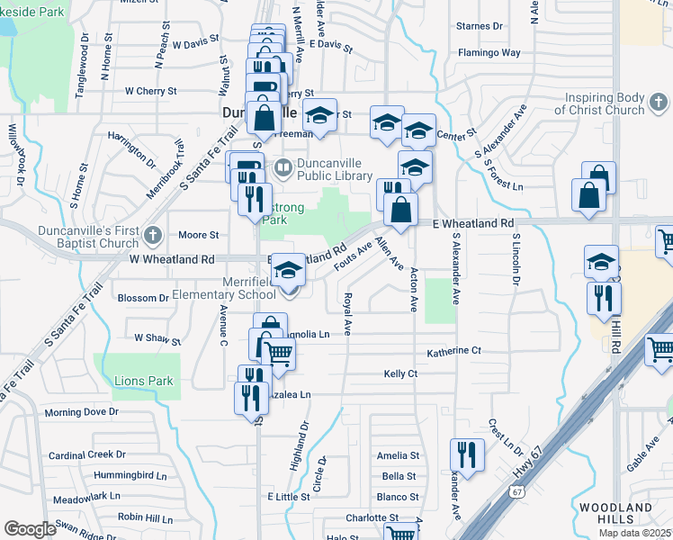 map of restaurants, bars, coffee shops, grocery stores, and more near 329 Fouts Avenue in Duncanville