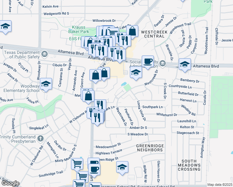 map of restaurants, bars, coffee shops, grocery stores, and more near 3208 Currie Street in Fort Worth