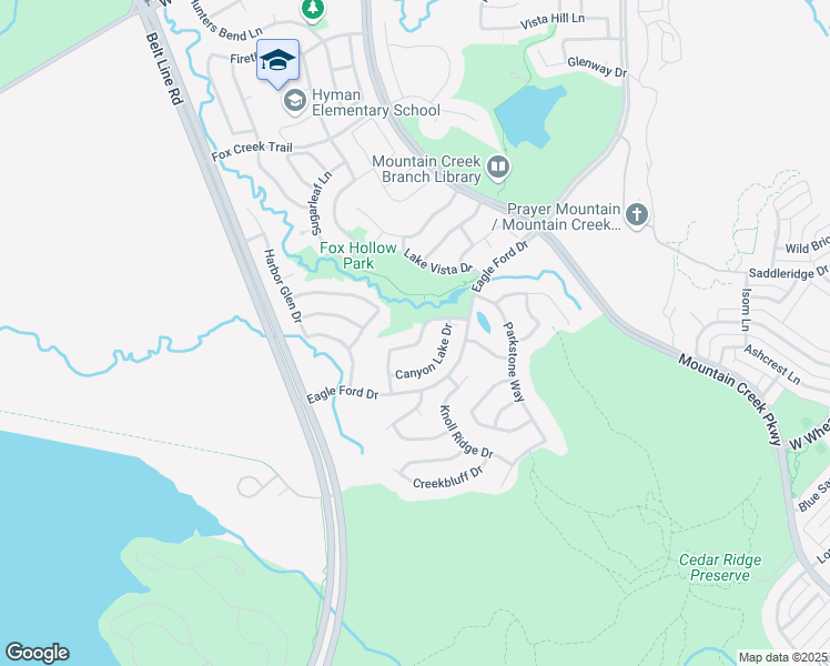 map of restaurants, bars, coffee shops, grocery stores, and more near 6327 Lake Bluff Drive in Dallas