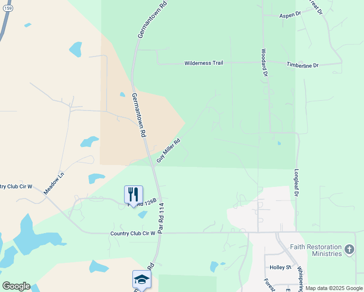 map of restaurants, bars, coffee shops, grocery stores, and more near 130 Guy Miller Road in Minden