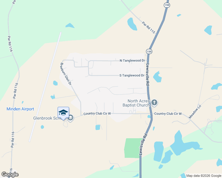 map of restaurants, bars, coffee shops, grocery stores, and more near 104 Laurel Circle in Minden