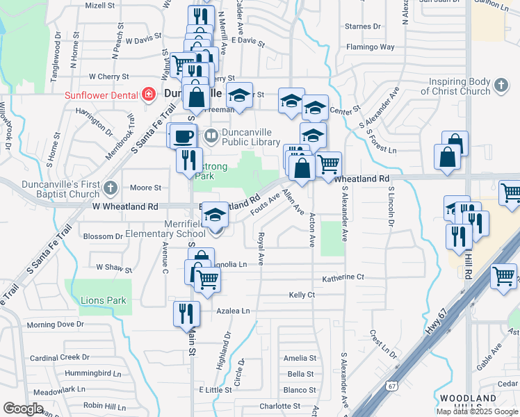 map of restaurants, bars, coffee shops, grocery stores, and more near 329 Fouts Avenue in Duncanville