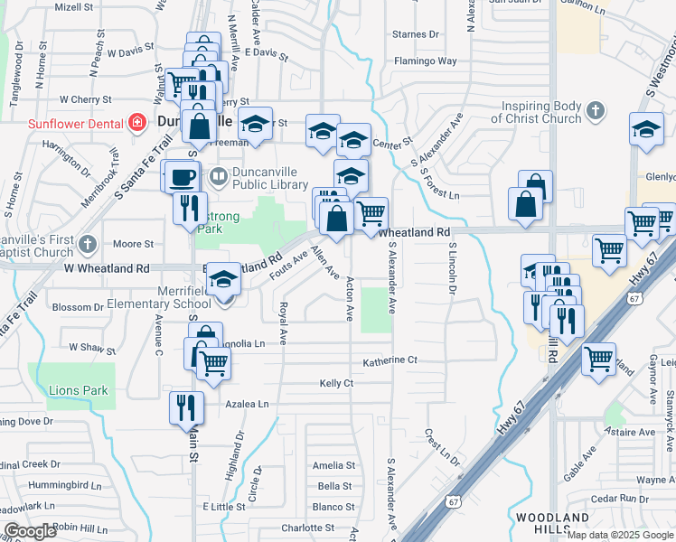 map of restaurants, bars, coffee shops, grocery stores, and more near 431 Allen Avenue in Duncanville