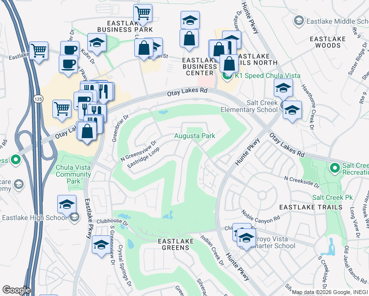 map of restaurants, bars, coffee shops, grocery stores, and more near 1086 Augusta Place in Chula Vista
