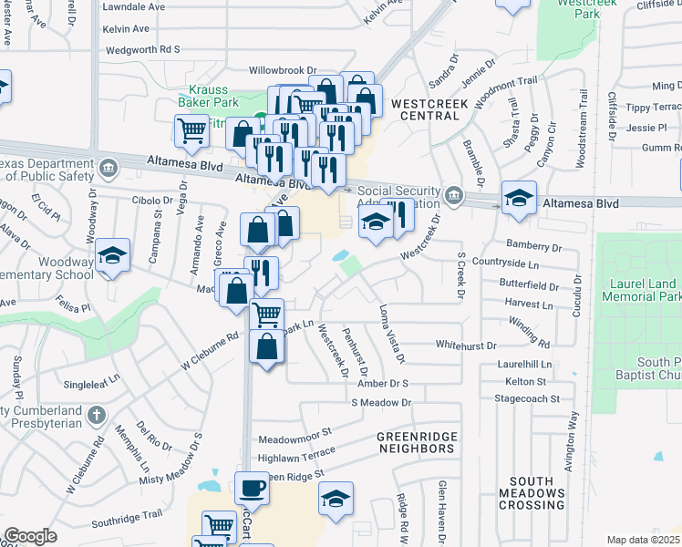 map of restaurants, bars, coffee shops, grocery stores, and more near 3200 Currie Street in Fort Worth