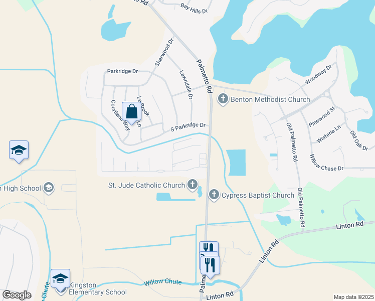 map of restaurants, bars, coffee shops, grocery stores, and more near 207 Roanoke Circle in Benton
