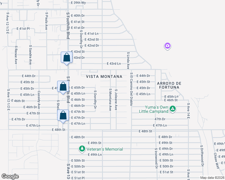 map of restaurants, bars, coffee shops, grocery stores, and more near 12587 South Montana Avenue in Yuma