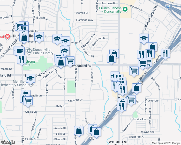 map of restaurants, bars, coffee shops, grocery stores, and more near 635 Truman Court in Duncanville