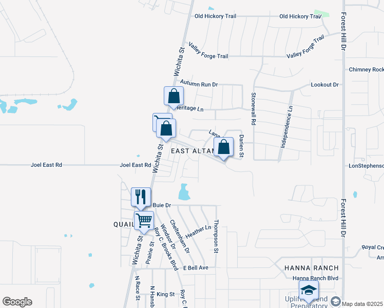 map of restaurants, bars, coffee shops, grocery stores, and more near 2817 Roland Court in Fort Worth