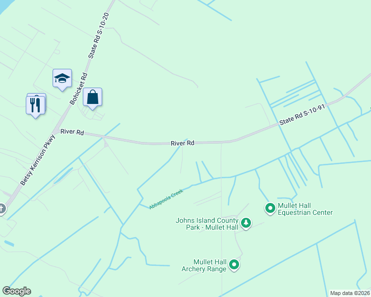 map of restaurants, bars, coffee shops, grocery stores, and more near 4815 River Road in Johns Island