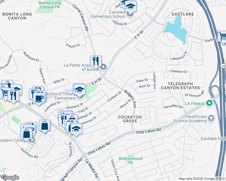 map of restaurants, bars, coffee shops, grocery stores, and more near 1824 Carolyn Drive in Chula Vista