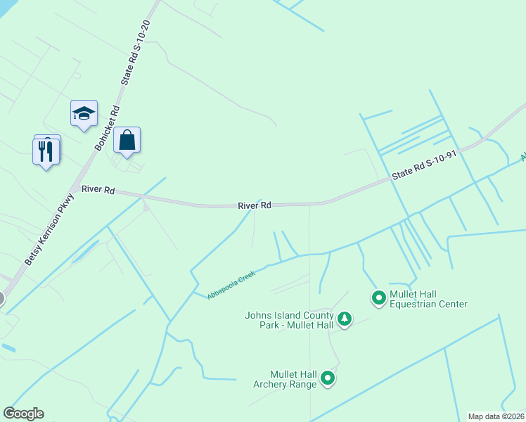 map of restaurants, bars, coffee shops, grocery stores, and more near 4815 River Road in Johns Island