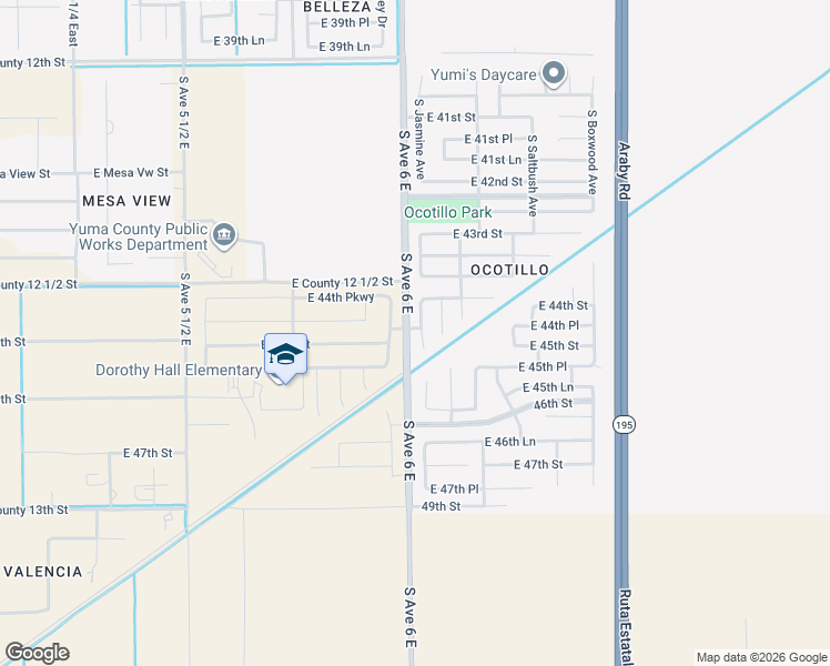 map of restaurants, bars, coffee shops, grocery stores, and more near 4450 South Jasmine Avenue in Yuma
