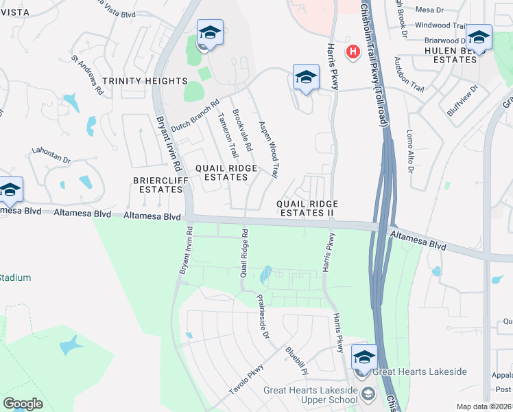 map of restaurants, bars, coffee shops, grocery stores, and more near 7137 Aspen Wood Trail in Fort Worth