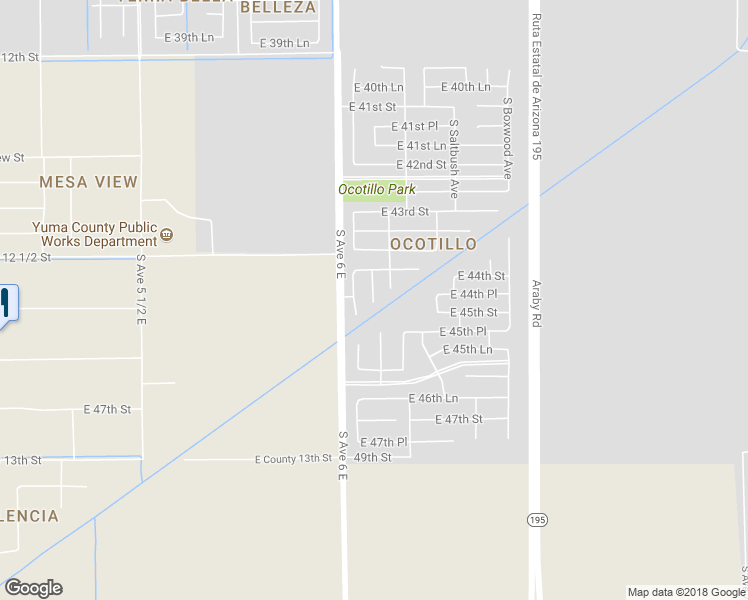 map of restaurants, bars, coffee shops, grocery stores, and more near 4569 South Agave Avenue in Yuma