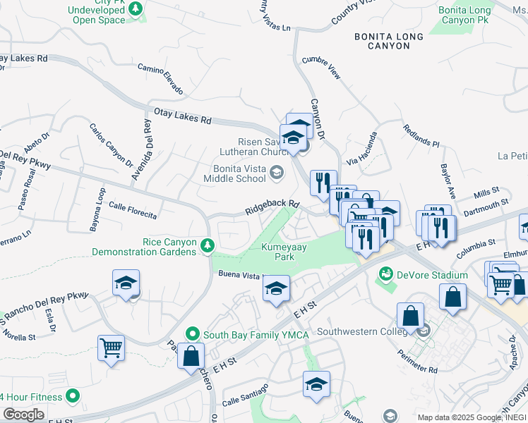 map of restaurants, bars, coffee shops, grocery stores, and more near 715 Callejon Ciudad in Chula Vista
