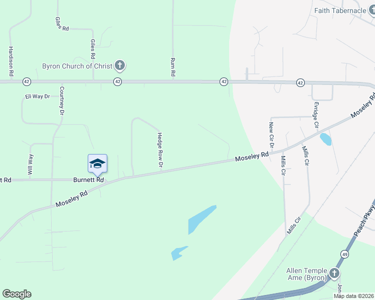 map of restaurants, bars, coffee shops, grocery stores, and more near 815-825 Moseley Road in Byron