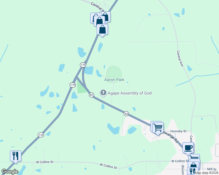 map of restaurants, bars, coffee shops, grocery stores, and more near 185 Aaron Park Road in Eclectic