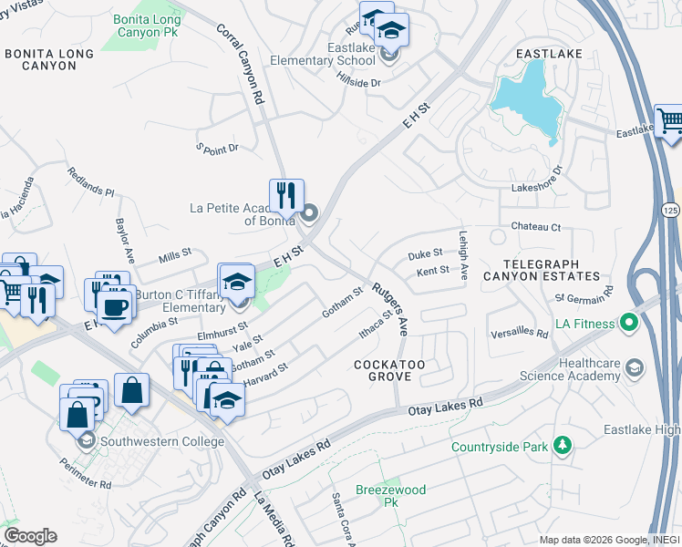 map of restaurants, bars, coffee shops, grocery stores, and more near 1841 Carolyn Drive in Chula Vista
