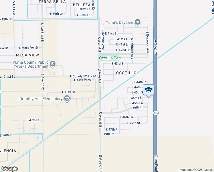 map of restaurants, bars, coffee shops, grocery stores, and more near 4444 South Agave Avenue in Yuma