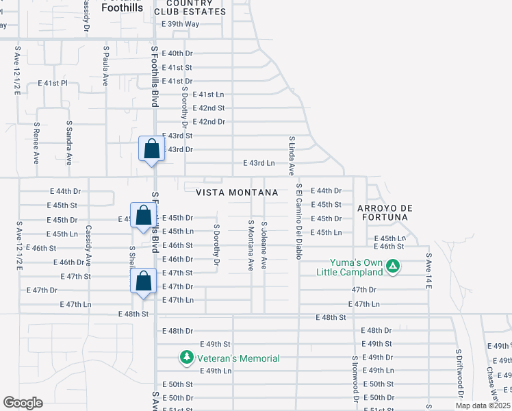 map of restaurants, bars, coffee shops, grocery stores, and more near 12535 South Montana Avenue in Yuma