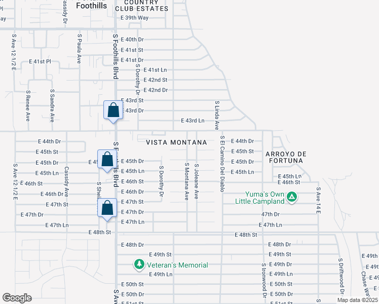 map of restaurants, bars, coffee shops, grocery stores, and more near 12535 South Montana Avenue in Yuma