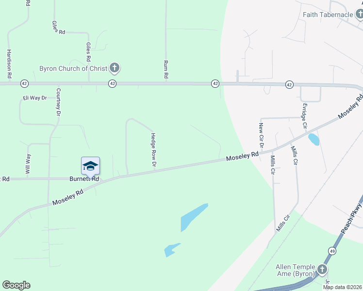 map of restaurants, bars, coffee shops, grocery stores, and more near 825 Moseley Road in Byron