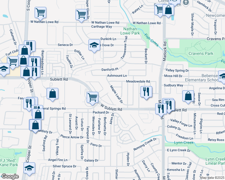 map of restaurants, bars, coffee shops, grocery stores, and more near 918 Valleygreen Drive in Arlington