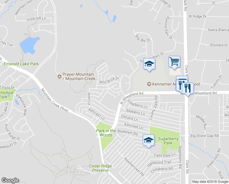map of restaurants, bars, coffee shops, grocery stores, and more near 7315 Woodhome Drive in Dallas