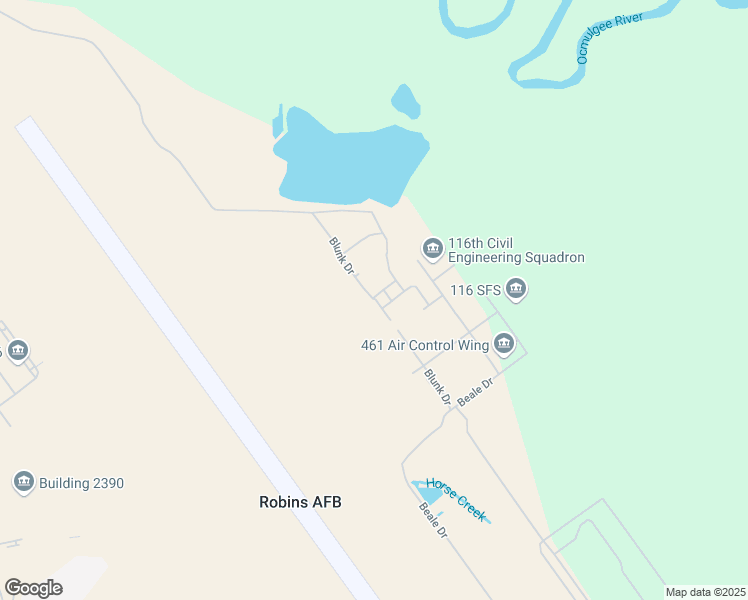 map of restaurants, bars, coffee shops, grocery stores, and more near Blunk Drive in Houston County