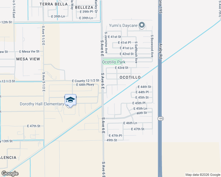 map of restaurants, bars, coffee shops, grocery stores, and more near 4408 South Bamboo Avenue in Yuma
