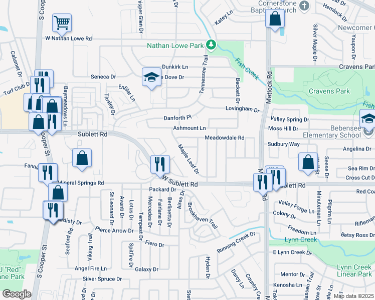 map of restaurants, bars, coffee shops, grocery stores, and more near 918 Valleygreen Drive in Arlington