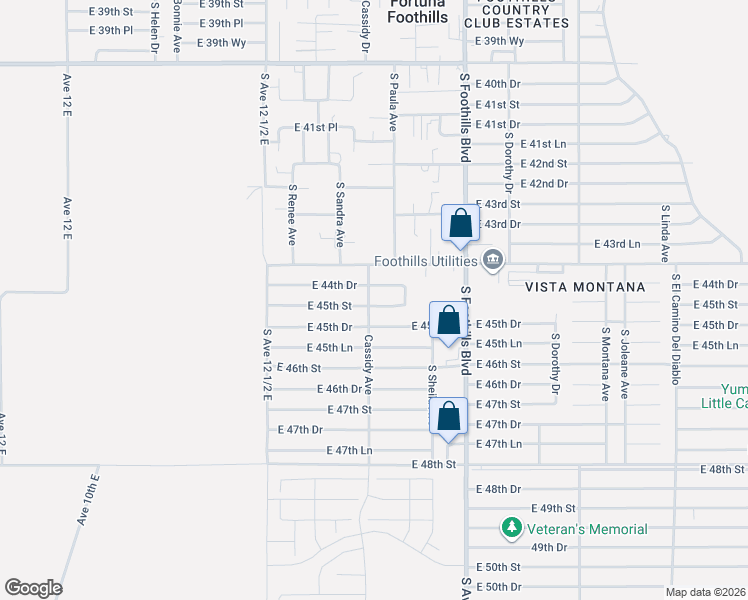 map of restaurants, bars, coffee shops, grocery stores, and more near Cassidy Avenue in Yuma
