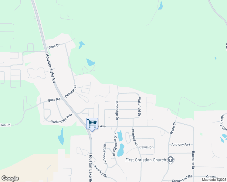 map of restaurants, bars, coffee shops, grocery stores, and more near 214 Surrey Drive in Warner Robins