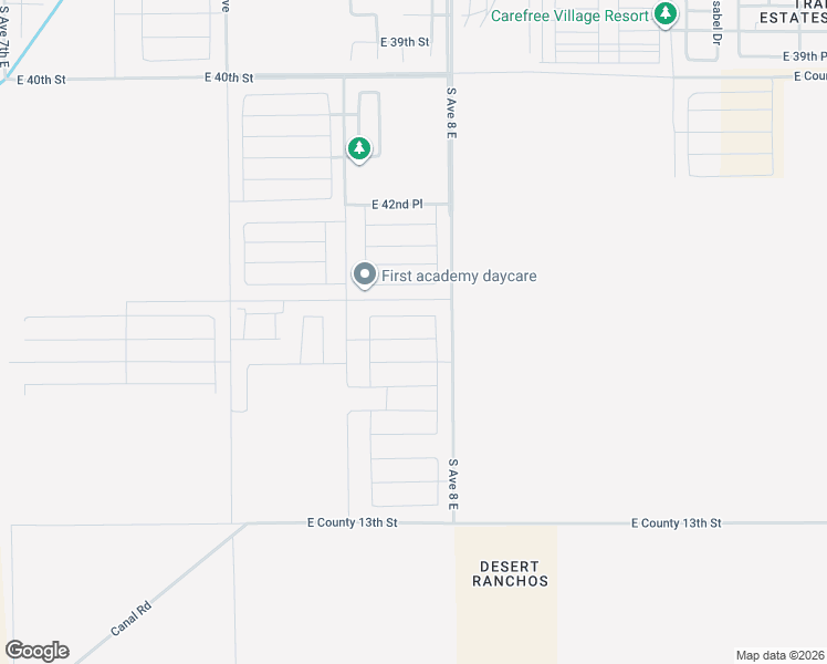 map of restaurants, bars, coffee shops, grocery stores, and more near South Avenue 8 East in Yuma
