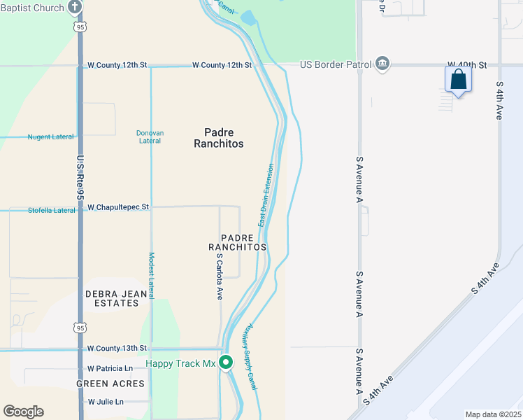 map of restaurants, bars, coffee shops, grocery stores, and more near 12519 South Cortez Avenue in Yuma