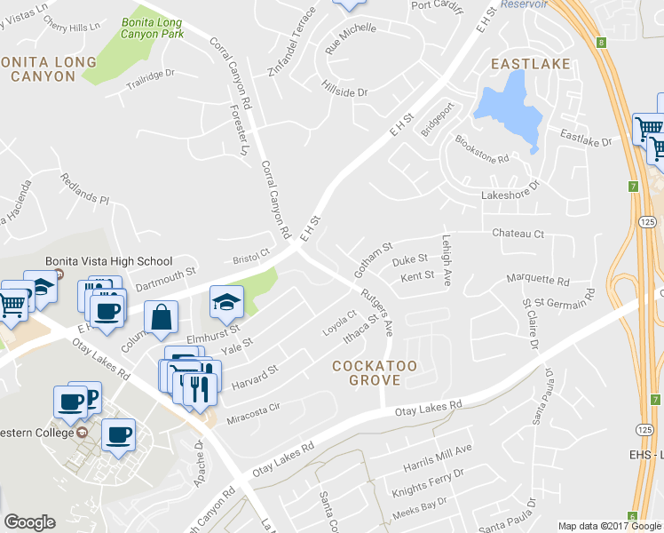 map of restaurants, bars, coffee shops, grocery stores, and more near 1835 Carolyn Drive in Chula Vista