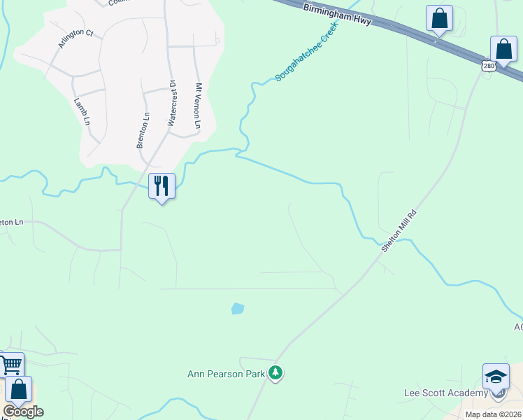 map of restaurants, bars, coffee shops, grocery stores, and more near Unnamed Road in Auburn