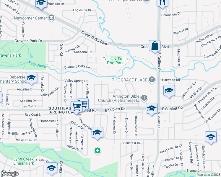 map of restaurants, bars, coffee shops, grocery stores, and more near 5907 Garden View Drive in Arlington